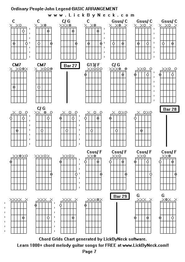 Chord Grids Chart of chord melody fingerstyle guitar song-Ordinary People-John Legend-BASIC ARRANGEMENT,generated by LickByNeck software.